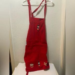 Williams Sonoma Apron Adult Red Cotton Canvas Two Pockets Adjustable Tie Classic
